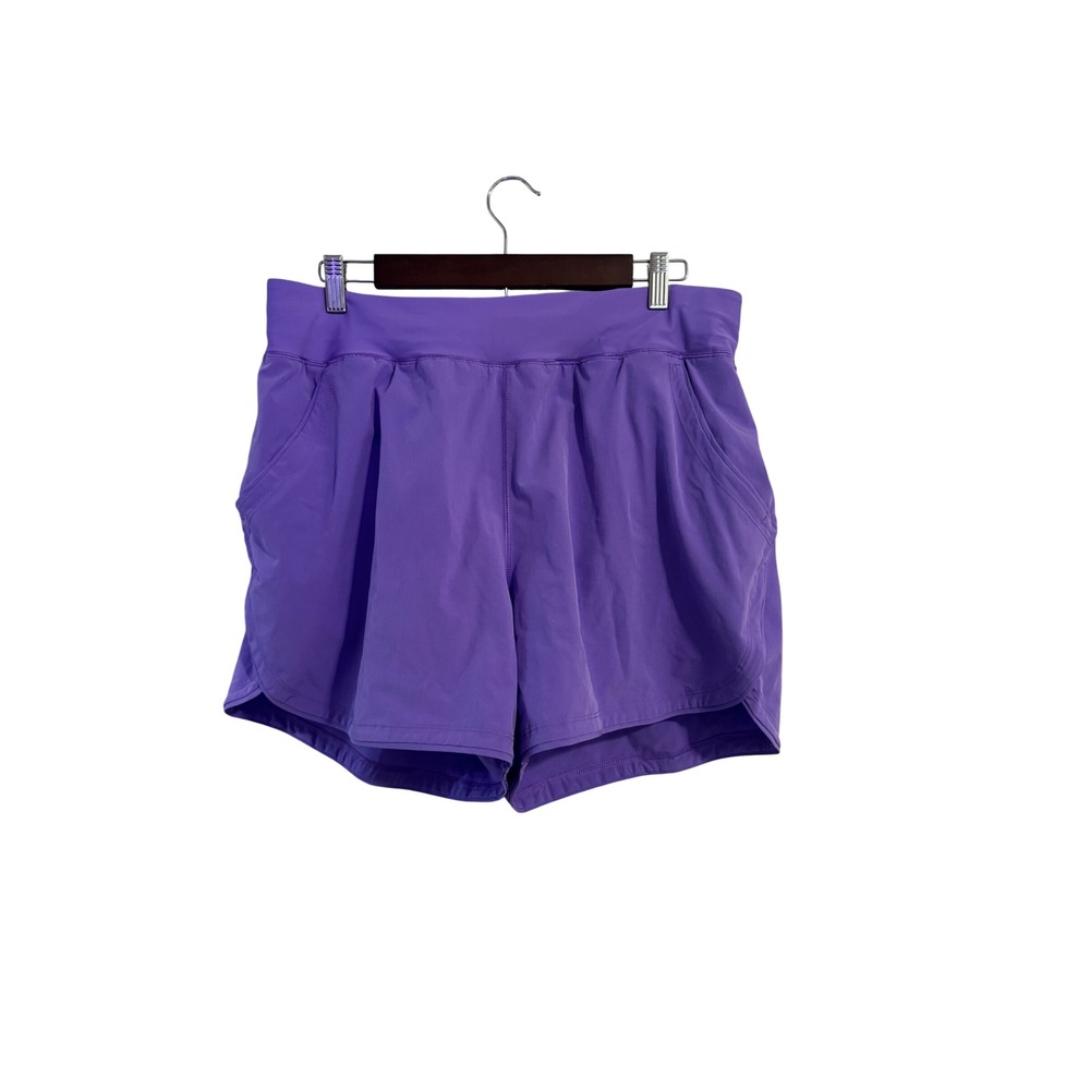 Lands End Womens‎ Plus 16W Purple Active Shorts Pockets Built-in Liner Sporty